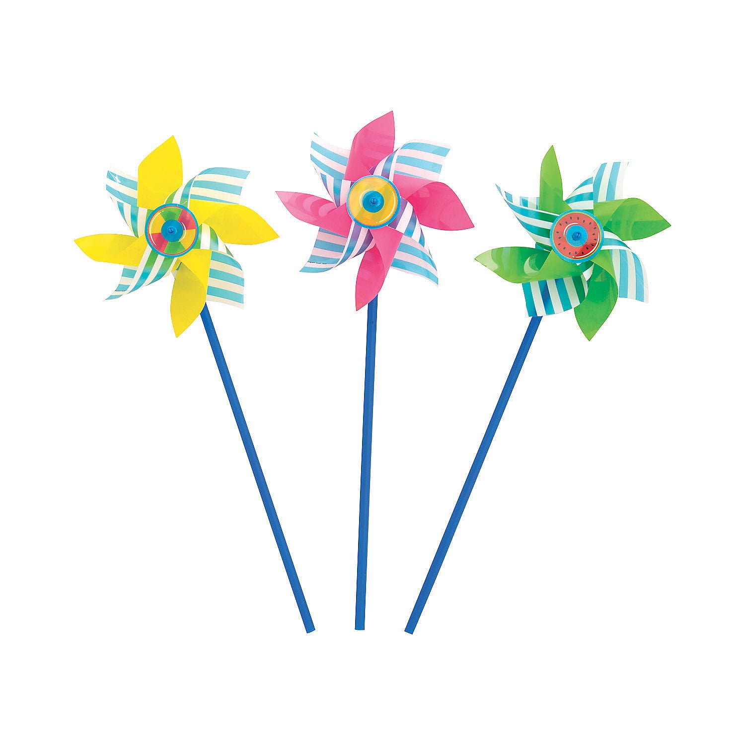Fun Express Pool Party Pinwheel - Party Favors - Party Decorations - 6' Pinwheels is on a 12' Stick - 12 Pieces