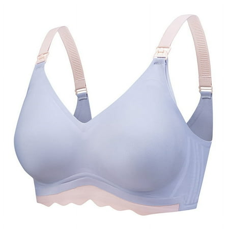Virmaxy Womens Nursing Bras Pregnant Plain Color Bra Nursing Bras Nursing Bras for Breastfeeding and Breast Pumping Purple M