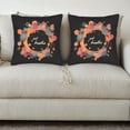 thumbnail image 3 of Set of 2 Decorative Throw Pillow Covers 18x18in - Vibrant Black Background with Overlapping Orange & Pink Circles ' Just Breathe ' Cursive Design, 3 of 8