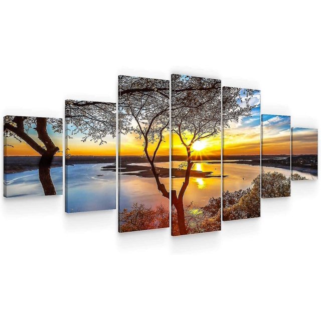(a) Imagen grande enmarcada de Sunrise Sunrise, impresiones en lienzo, imagen de patrón moderno, decoración artística de pared envuelta en camilla
