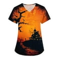 thumbnail image 2 of QHRMKOG Halloween Tops for Women Oversized Print Pockets Short Sleeve V Neck Shirt Casual Uniform Suit Trendy Work Clothesuniform Yellow L, 2 of 4