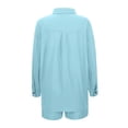 thumbnail image 6 of JIAYUE Women 2 Piece Outfits Sets Long Sleeve Casual Lapel Spring Summer Fall Everyday Wear Button Down Shirt With Comfortable Shorts Loungewear Female Breathable Clothing Set, 6 of 9