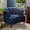 Navy Blue, variant on Navy Blue Accent Chair By La Rosa. Strong Kiln-dried Hardwood & Plywood Frame. Quality Upholstered Fabric And High Foam. Sinuous Spring Suspension. Charming Iron Nailhead Decor. 42in D, 38in W,
