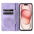thumbnail image 2 of Case for iPhone 11 Wallet Case for Women Girls with Card Holder, Embossed Flower Pattern Magnetic Flip PU Leather Purse Protective Phone Cover for iPhone 11, Purple, 2 of 8