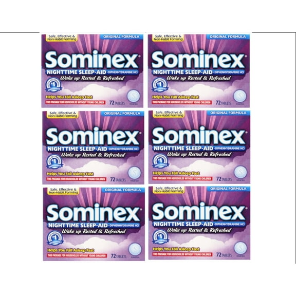 Sominex Original Formula Tablets, 72 ea (Pack of 6)