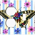 thumbnail image 4 of Metal Light Switch Plate Cover Unique Floral Butterfly Yellow Blue Stripes BUT006, 4 of 13