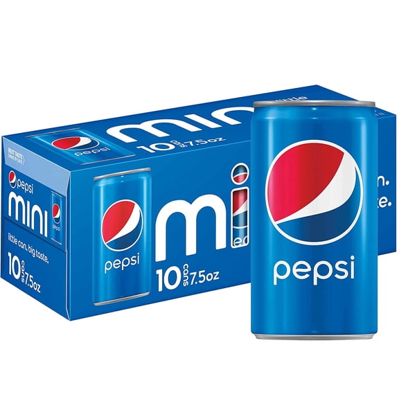 Pepsi Soda, 7.5 Ounce Mini Cans, 10 Pack