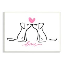 Stupell Industries Love Typography Two Dogs Kissing Line Doodle Wood Wall Art, 15 x 10, Design by Anna Whitham