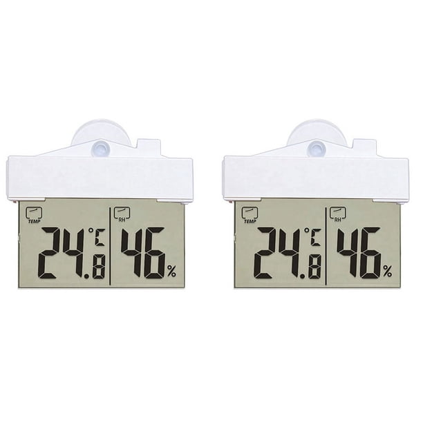 2X Digital Transparentela Ventana del Hogar Muestra El TermóMetro HigróMetro Interior Temperatura Exterior Humedad Interior Estación de Medición Estación con Ventosa de Succión