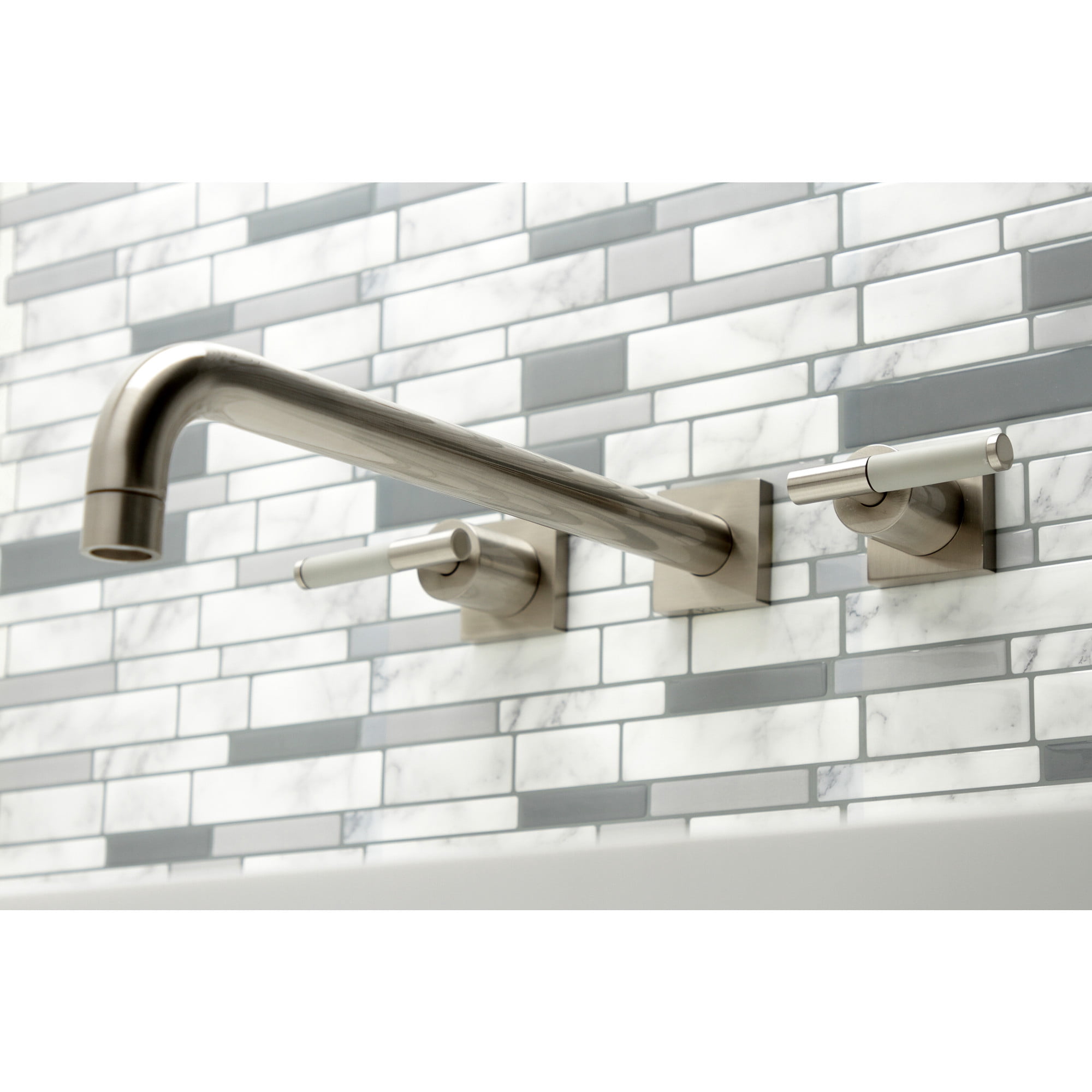 Kingston Brass KS6048CKL Kaiser Two-Handle Wall Mount Roman Tub Faucet, Brushed Nickel