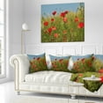 thumbnail image 2 of Designart Wild Poppy Flowers in Green Garden - Floral Throw Pillow - 16x16, 2 of 4