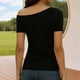 thumbnail image 2 of TaTaai Women's Casual Asymmetrical Top One Shoulder Short Sleeve Multi Color Printed Off Shoulder Blouse Stretchy Slim Fit Spring Summer Daily Beach Wear Gift, 2 of 9