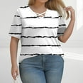 thumbnail image 2 of TQWQT Plus Size Tunic Tops for Women 4x-5x Sexy V Neck Criss Cross Shirts Striped Color Block Graphic Tees Short Sleeve Tops Loose Casual Blouses L, 2 of 5