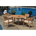 thumbnail image 5 of Grade-A Teak Dining Set: 4 Seater 5 Pc: 60" Round Table And 4 Vellore Stacking Arm Chairs Outdoor Patio WholesaleTeak #51VL1205, 5 of 6