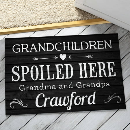 Grandchildren Spoiled Here Black Personalized Doormat - Gift for