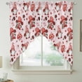 thumbnail image 2 of Pink Valentine's Day Swag Valances for Windows, Kitchen Curtains 36 Inch Length 2 Panels Set, Cute Gnomes Red Love Roses Short Curtains for Small Windows Rod Pocket Cafe Curtains Drapes 28"x36", 2 of 8
