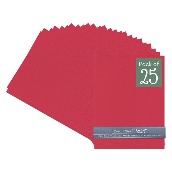 Deep Red 18x24 Uncut Art Mat Board - No Opening - 25 Mats