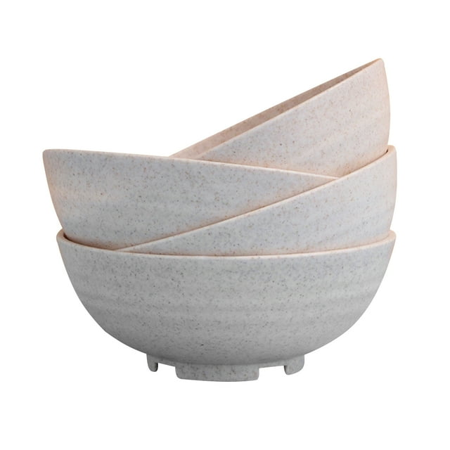4pcs Wheat Straw Noodle Bowl Rice Bowl Kitchen Food Container Tableware for Home (Wheat Color)