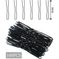 thumbnail image 2 of 100 Pieces Black Hair Pins Bobby Pins, 6CM U shape Hair Bun Pins Clips, Wavy Design Hair Grips for Women Hair Styling, 2 of 5