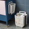 thumbnail image 2 of Cesta de ropa sucia plegable para el hogar, cesta de almacenamiento de artículos diversos para el baño sin perforaciones, cesta de ropa sucia, ropa de baño, 2 of 6