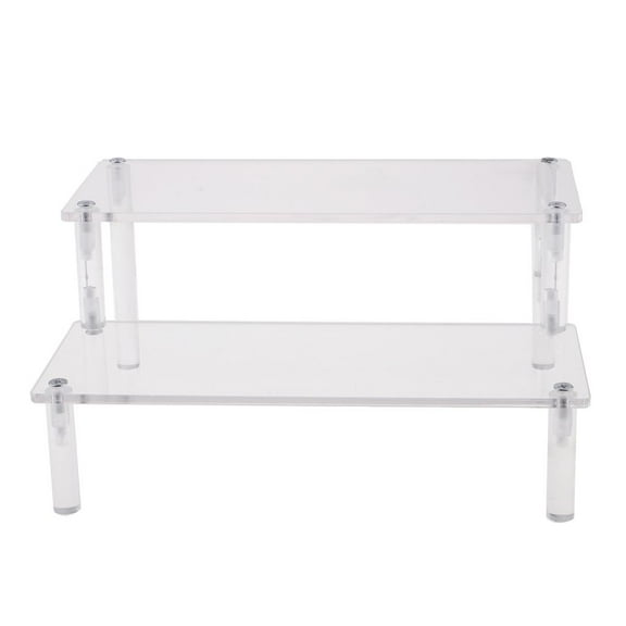 Amagogo Acrylic Display Riser 2-Tier Shelf Showcase Removable Rack Stand Figures Jewelry Collectibles Display