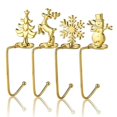 thumbnail image 1 of 4 piezas de ganchos para calcetines de chimenea, ganchos navideños con forma de copo de nieve, regalo de Navidad, colgante de calcetín de chimenea de metal (dorado), 1 of 5