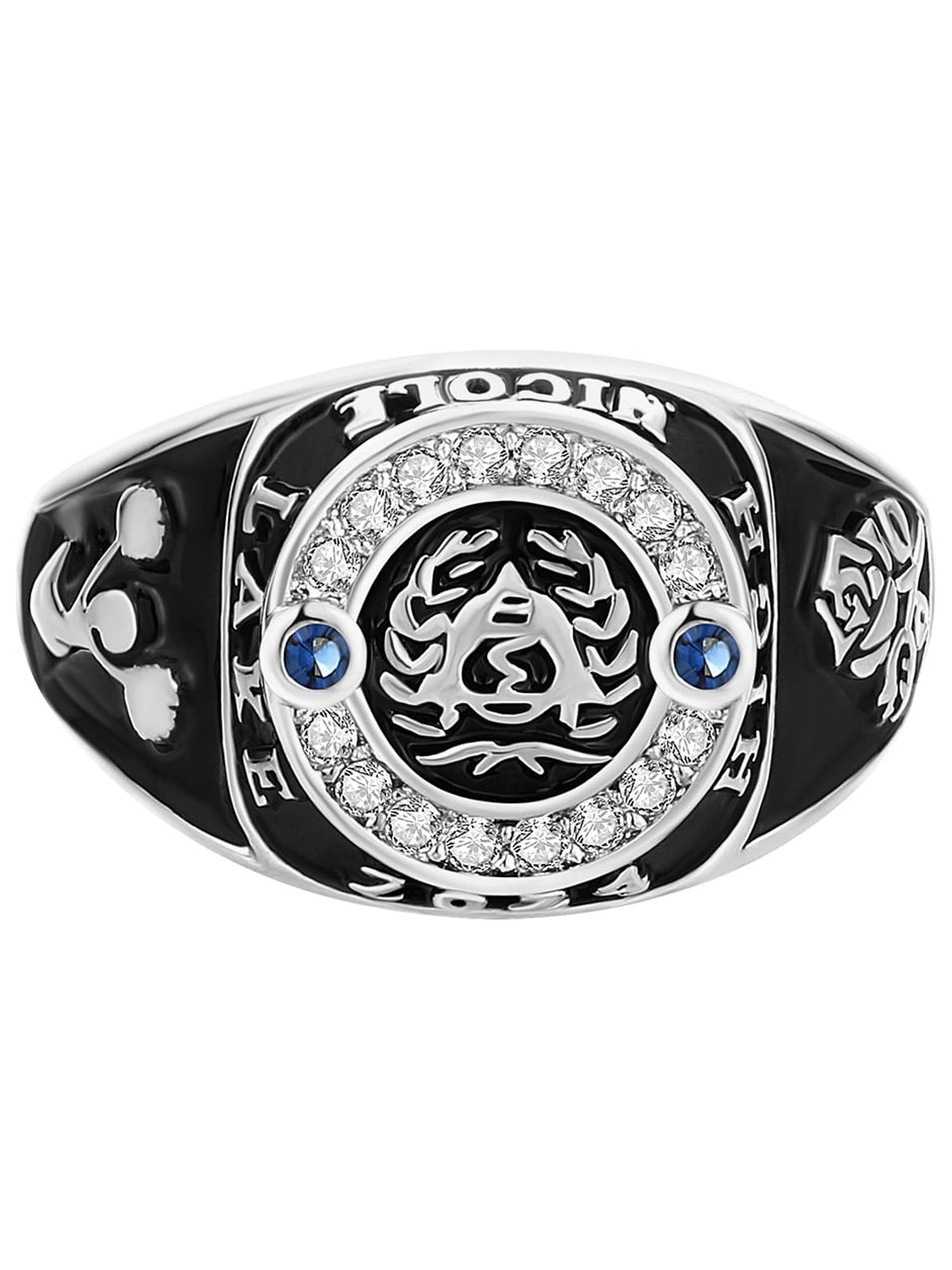 Order Now for 2025 Graduation, Freestyle Women's CZ Multiple Graphics Birthstone Class Ring, Personalized, High School or College