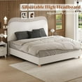 thumbnail image 5 of Merluxy King Size Boucle Bed Frames, Upholstered Platform Bed with Curved Shaped Headboard, Soft Rounded Corners, Noise Free, Easy Assembly, Cream, 5 of 6