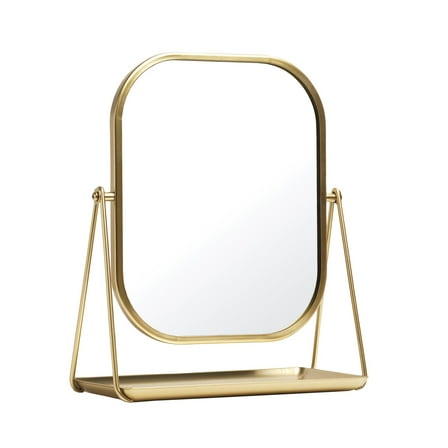 Mainstay Round Edge Tabletop Easel Mirror with a Modern Gold Finish Vanity Mirror 7" x 5"