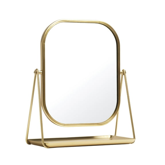 Mainstay Round Edge Tabletop Easel Mirror with a Modern Gold Finish Vanity Mirror 7" x 5"