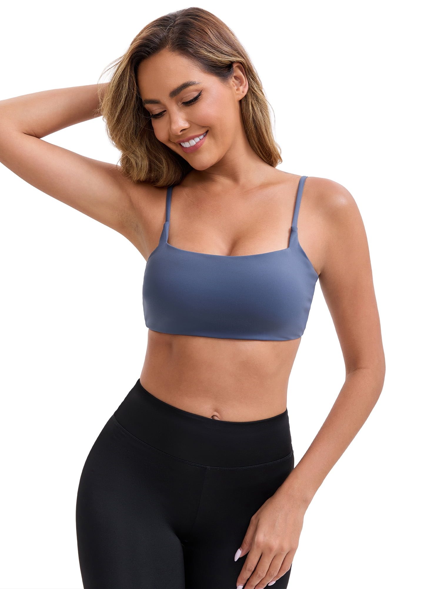 DARING DIVA Square Neck Wirefree Padded Push-Up Athletic Bra M Dark Gray