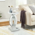 thumbnail image 5 of Silver Mirrored End Table with Crystal Inlay, Modern Side Accent Table, Small Mirrored Coffee Table for Living Room, Bedroom 12"x12"x24", 5 of 6