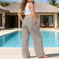 thumbnail image 4 of ITSAME Girls Cotton Wide Leg Pants High Waist Drawstring Breathable Loose Casual Pants for Kids Khaki Size 11, 4 of 9