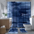 thumbnail image 2 of Lalilo 4 Pcs Ink Blue Shower Curtain Sets with Rugs for Bathroom Decor,Blue Watercolor Abstract Ink Bathroom Curtain Set with Mats, 2 of 6