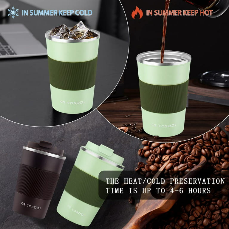 Insulated Travel Coffee Mug - Stainless Steel Cup With Flip Lid, Spill Proof  And Reusable For Hot Or Cold Beverages - Temu