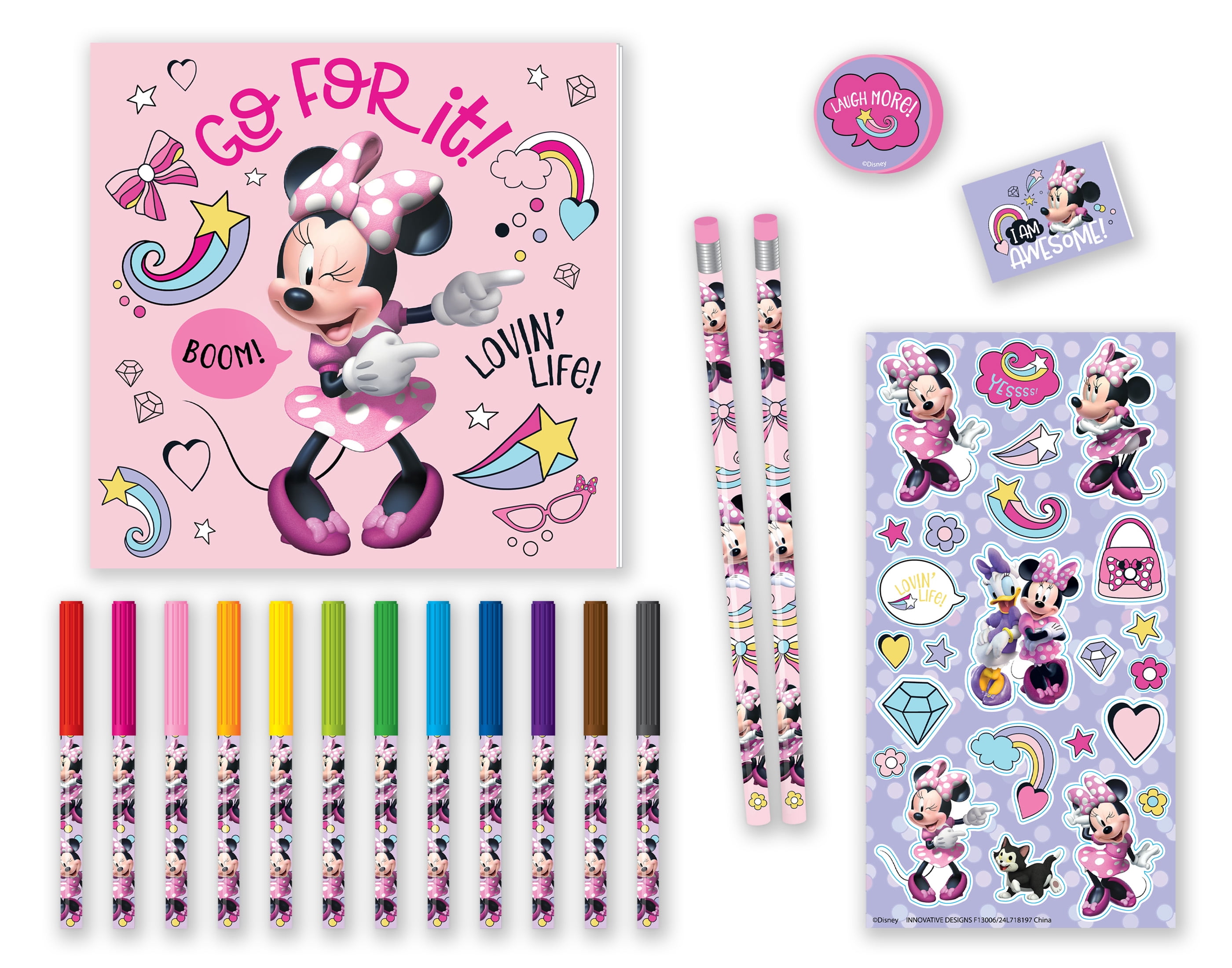 Disney Minnie Mouse Girls Art Kit with Stickers, Art Markers, Rolling Carrying Case 37 Piece Set