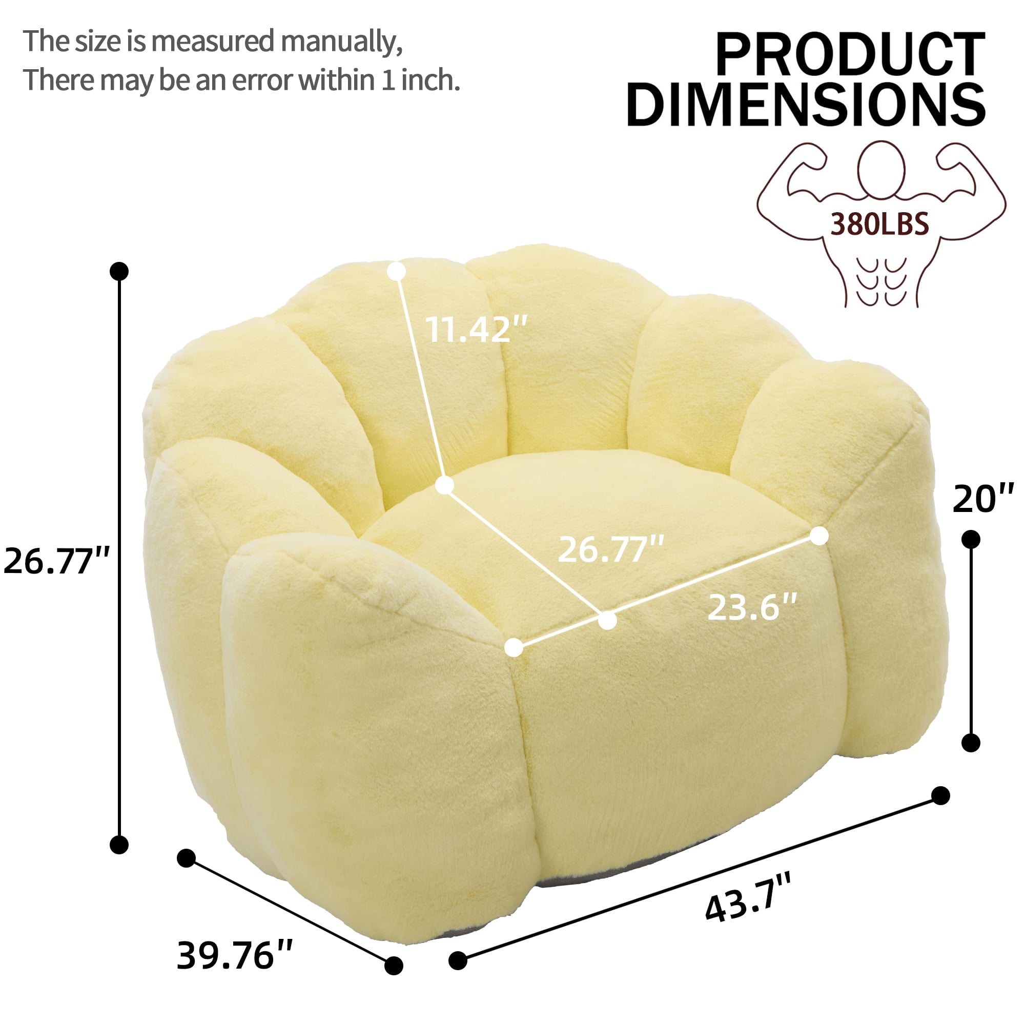 Howcool Adult Lotus Compression Bean Bag Sofa, No Assembly Easy to Move with Pull Ring for Living Room Bedroom