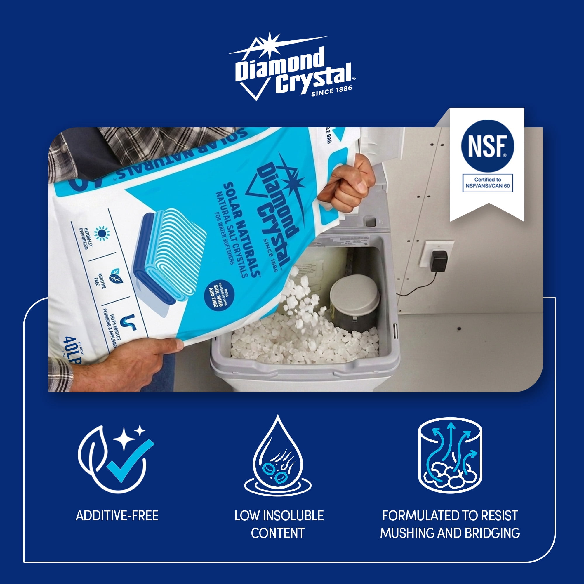 Diamond Crystal? Solar Naturals? Salt Crystals for Water Softeners 40 lb. Bag