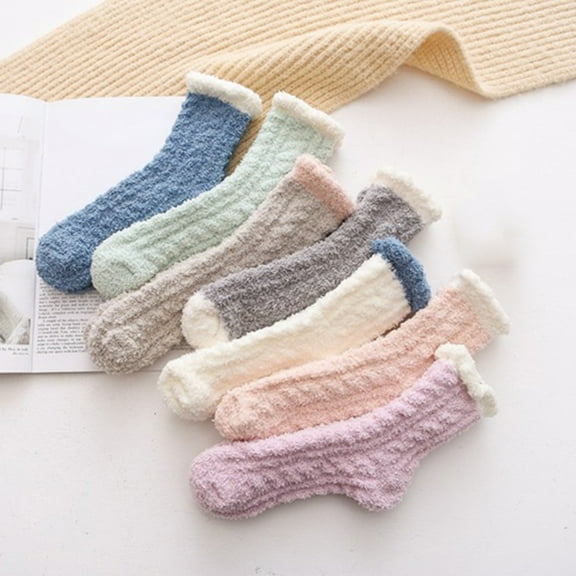UDIYO 4 Pairs Women's Cozy Coral Socks Fleece Warm Fluffy Socks Soft Sleep Socks Winter Socks Cute Kawaii Socks