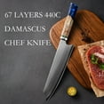 thumbnail image 4 of 8-inch Damascus Kitchen Knives Handmade Forged 67 Layers 440C Steel Professional Chef Knife with Octagonal Wooden Handle, 4 of 5