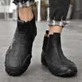 thumbnail image 5 of Men's Casual Leather Boots Slip On Walking Mid Top Non-Slip Driving Shoes Handmade Stitch Comfortable Lightweight Black 7.5 US, 5 of 7