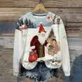 thumbnail image 2 of Women's Christmas Fleece Sweatshirt Long Sleeve Crew Neck Santa Claus Christmas Tree Graphic Print Casual Loose Hoodies for Holiday Party Multicolor-3 M, 2 of 9