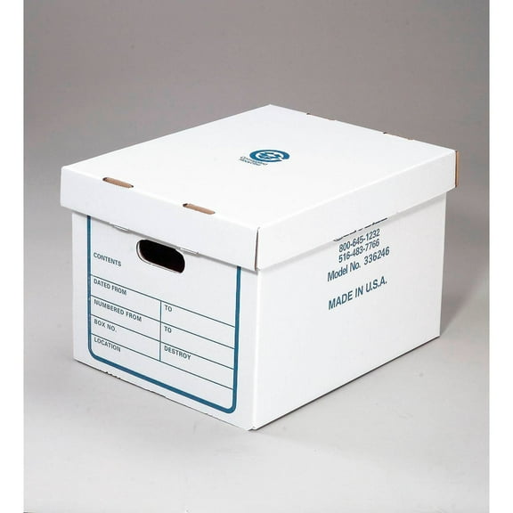 Corrugated Transfer File Record Storage Box With Lid, 15x12x10, Lot of 20