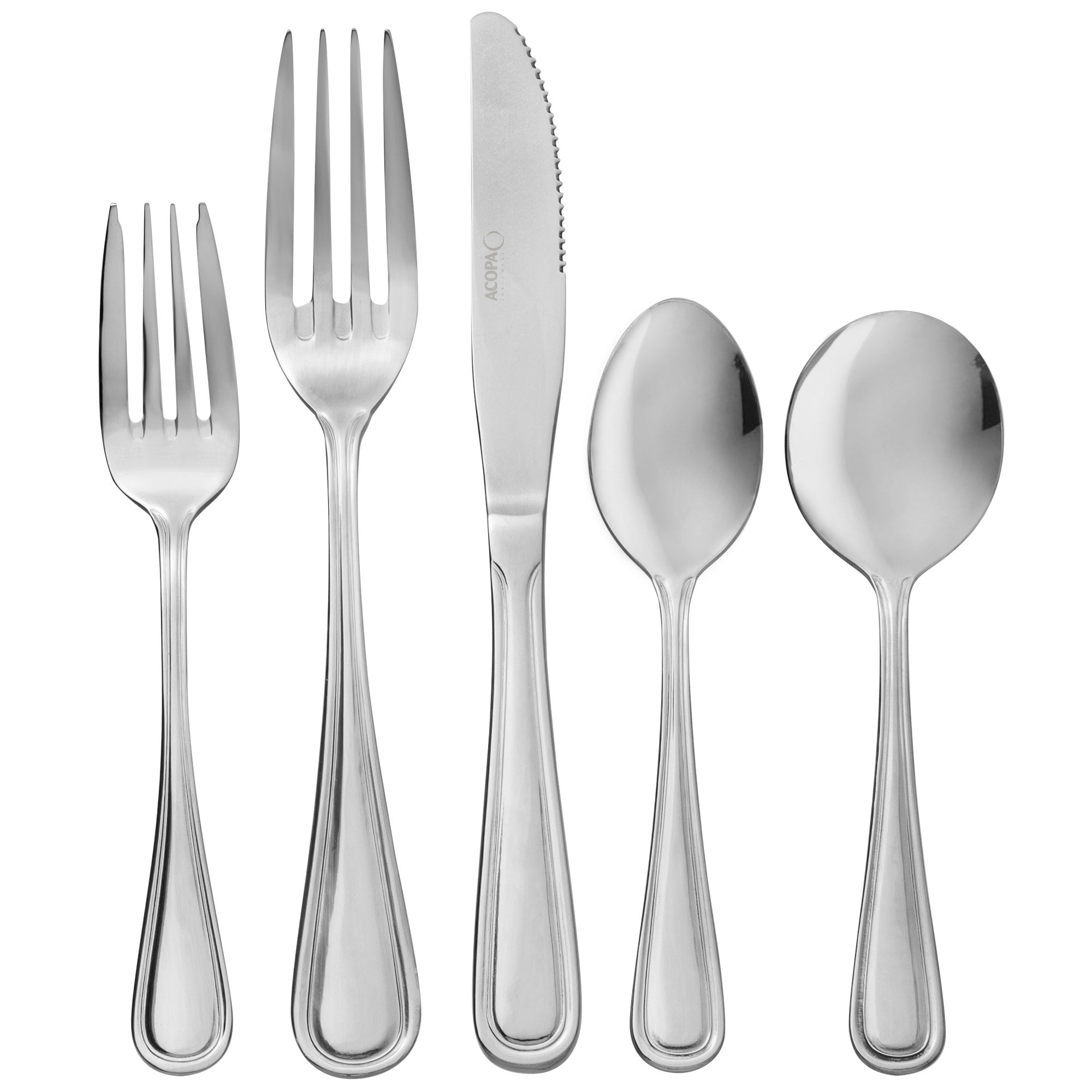 Acopa Edgewood 18/0 Stainless Steel Heavy Weight Flatware Set with 18 0 Stainless Steel Flatware