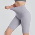 thumbnail image 4 of IWRICH Biker Yoga Shorts for Women High Waist Tummy Control Shorts Workout Running Athletic Activewear Light Gray M, 4 of 5