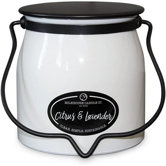 Milkhouse Candle Creamery, Citrus and Lavender, Butter Jar Scented Soy Candle, 16oz