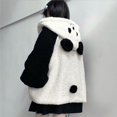 thumbnail image 3 of Sudaderas con capucha Kawaii para mujer, Sudadera con orejas de Panda, bolas de felpa, cremallera, Sudadera holgada, ropa escolar para adolescentes, ropa JK para niñas, Invierno, 3 of 5