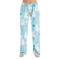thumbnail image 2 of FrzhBrz Easter Pajama Pants Women Lightweight Wide Leg Pj Bottoms Cute Rabbit Graphic Stretch Pj Pants Drawstring Easter Sleepwear Bottoms Lounge, 2 of 7