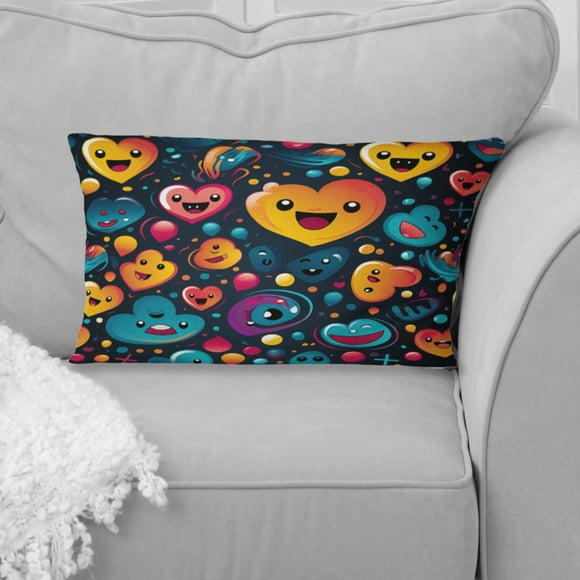 Designart "Fusion Of Abstract Emojis In Pop Art" Pop Art Throw Pillow - Modern Pillow For Couch - Insert And Pillows Covers For Bedroom Decor