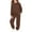 Brown, variant on Kids Unisex 2 Piece Sweatsuit Boys Girls Solid Color Crewneck Pullover Sweatshirt Sweatpant Athletic Jogging Pants set